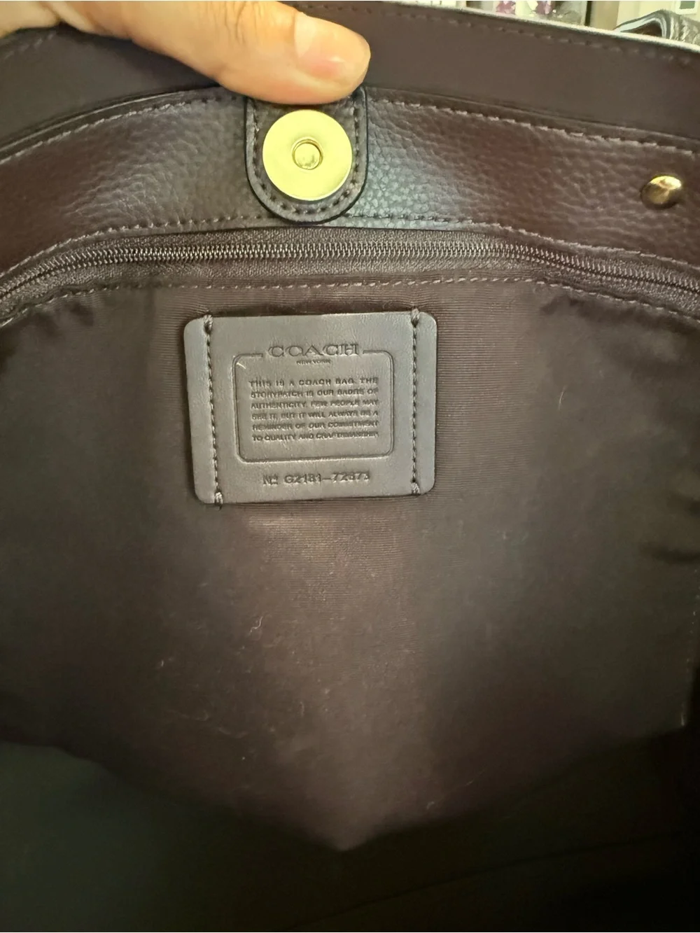 Coach Black Leather Tote with Gold Hardware Accent